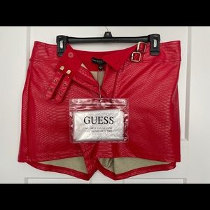 Red leather GUESS shorts